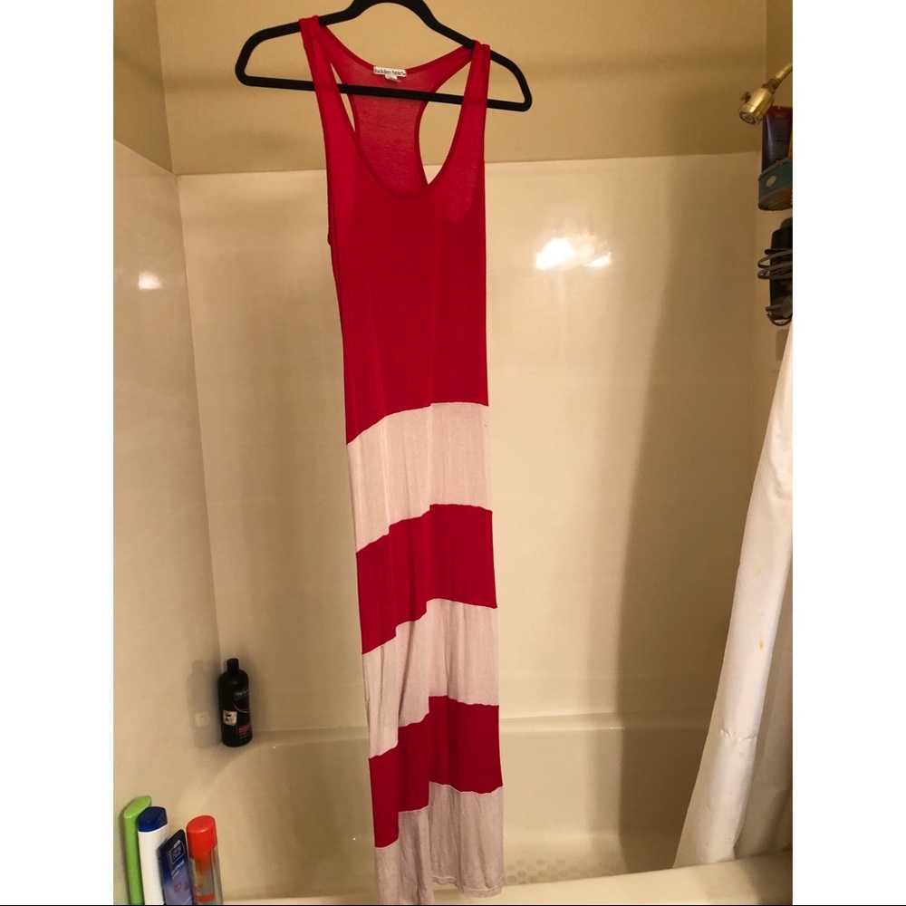 Red and Cream Maxi Dress